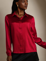 [خمر] SilkSilky-SA Long Sleeve Lapel Collar بلايز نسائية 004