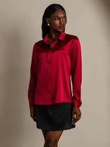 [خمر] SilkSilky-SA Long Sleeve Lapel Collar بلايز نسائية 007