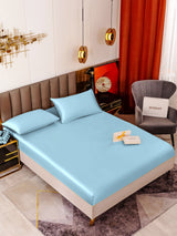 [أزرق فاتح] SilkSilky-SA 19Momme الحرير الخالص Bedding Set 001