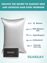 [فضة] SilkSilky-SA 22Momme الحرير الخالص Pillowcase 003
