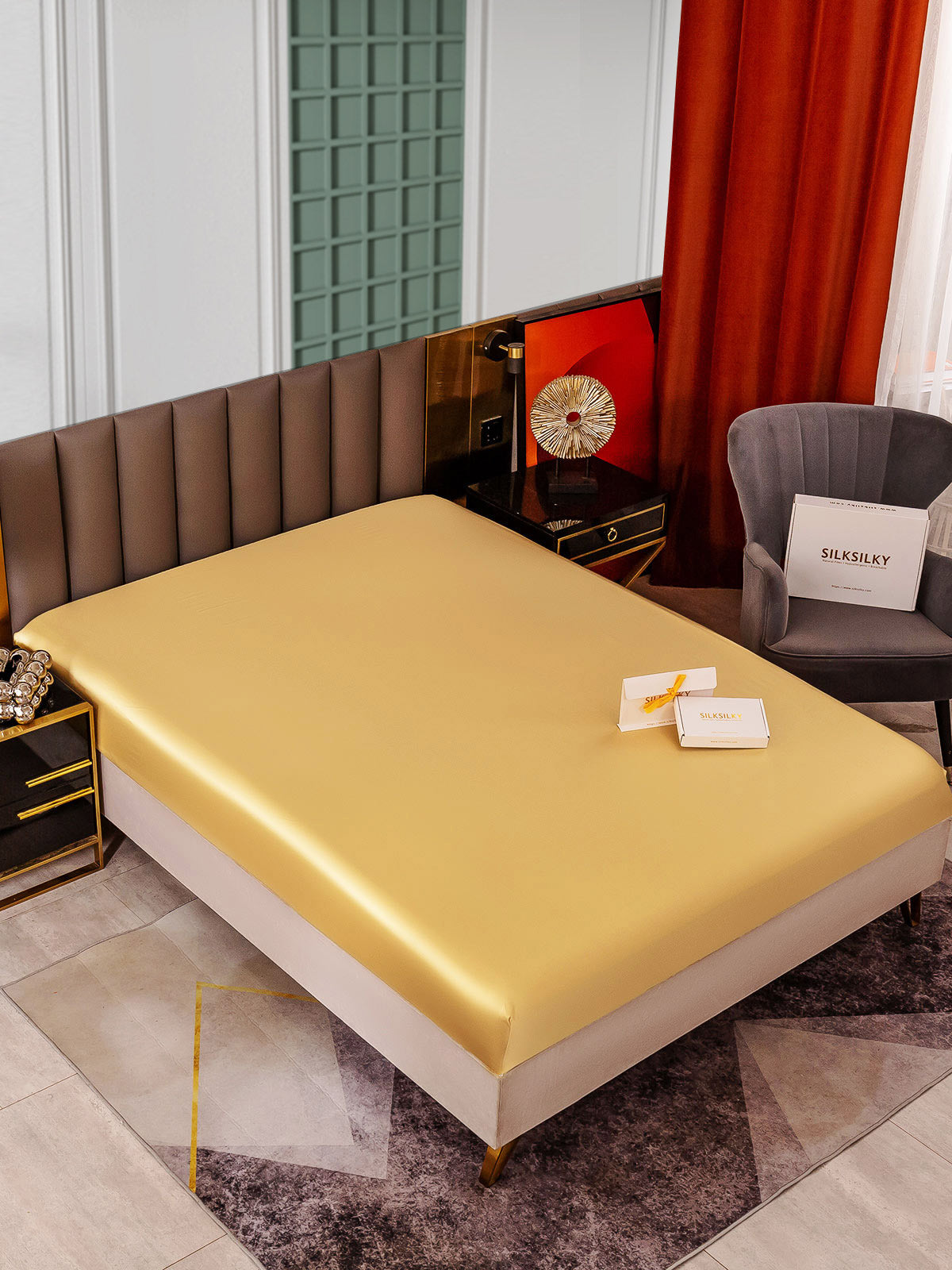 [شامبانيا] SilkSilky-SA 25Momme الحرير الخالص Sheet 001