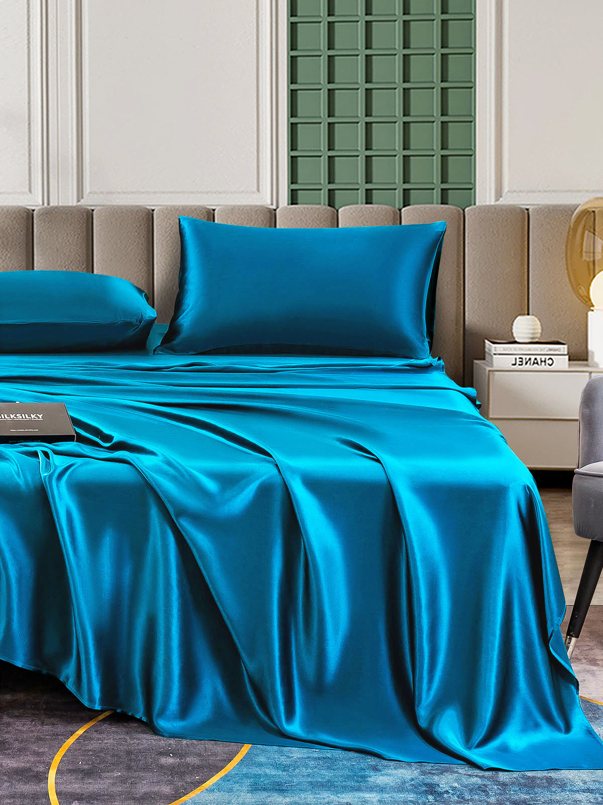 [المياه الخضراء] SilkSilky-SA 25Momme الحرير الخالص Bedding Set 004