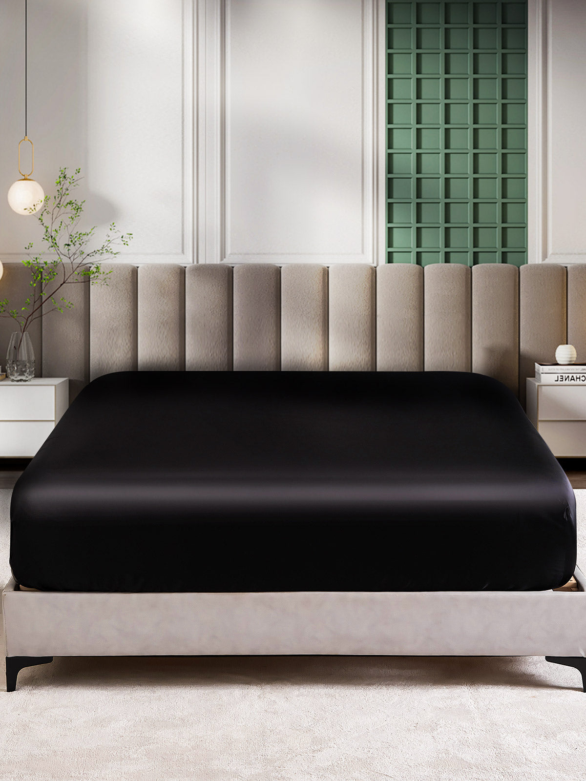 [أسود] SilkSilky-SA 25Momme الحرير الخالص Sheet 002