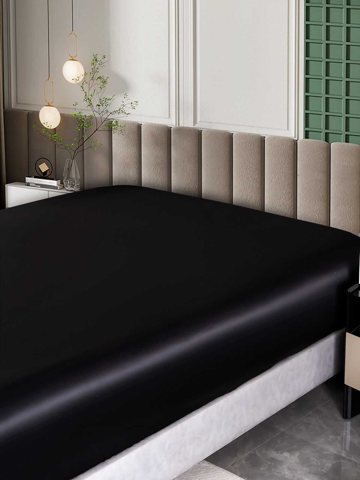 [أسود] SilkSilky-SA 25Momme الحرير الخالص Sheet 003