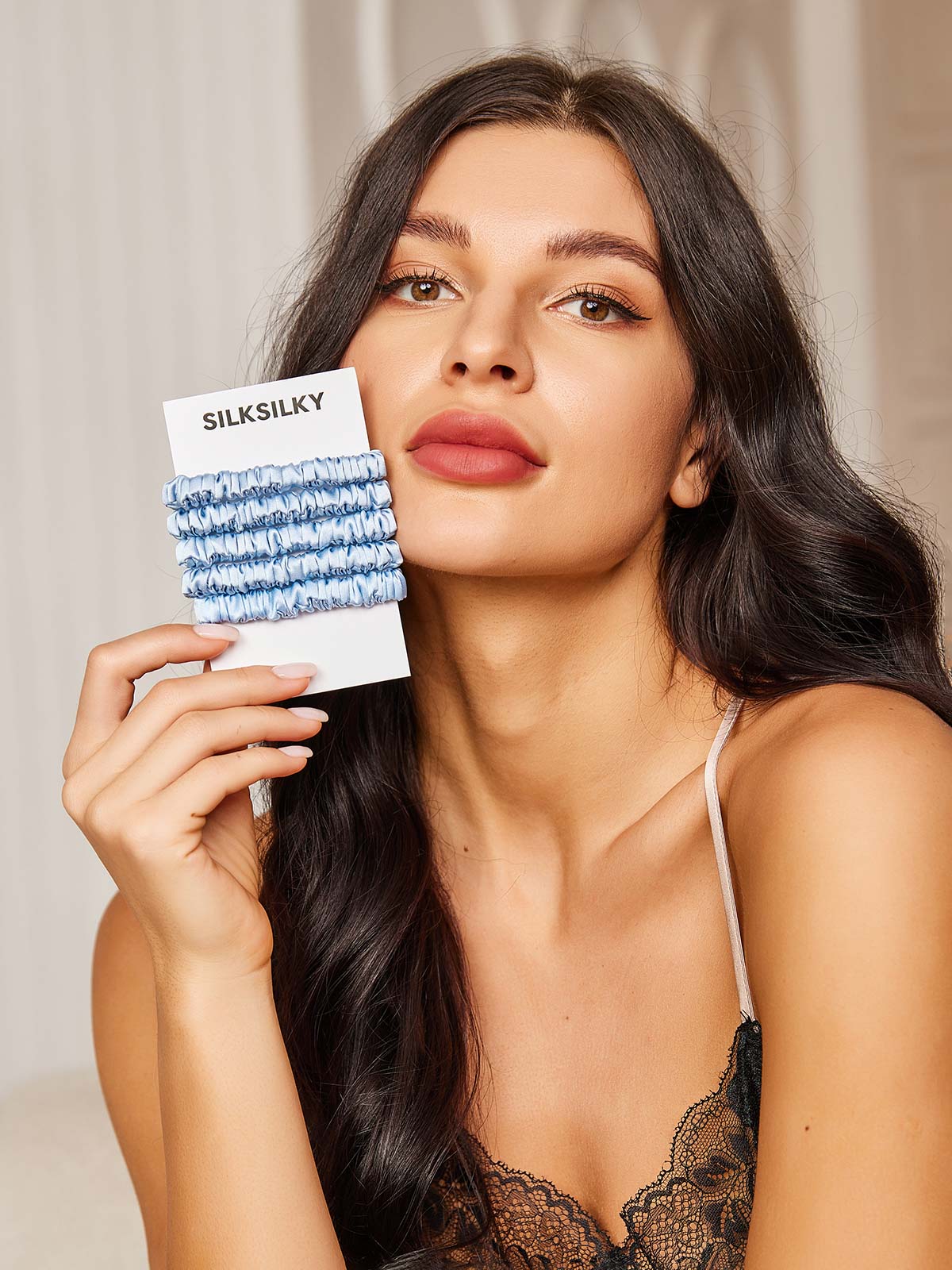 [السماء الزرقاء] SilkSilky-SA 19Momme Scrunchie 002