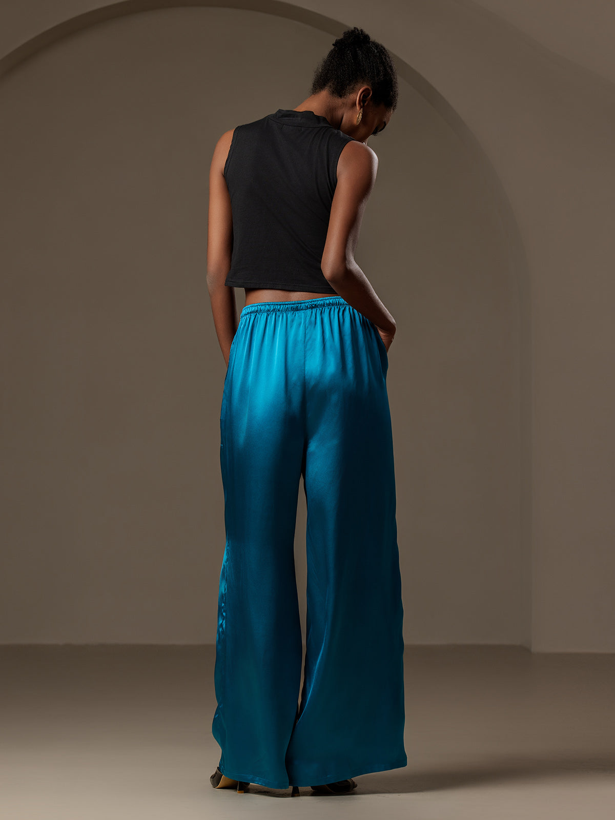 [المياه الخضراء] SilkSilky-SA Pure Silk Womens Pants 002