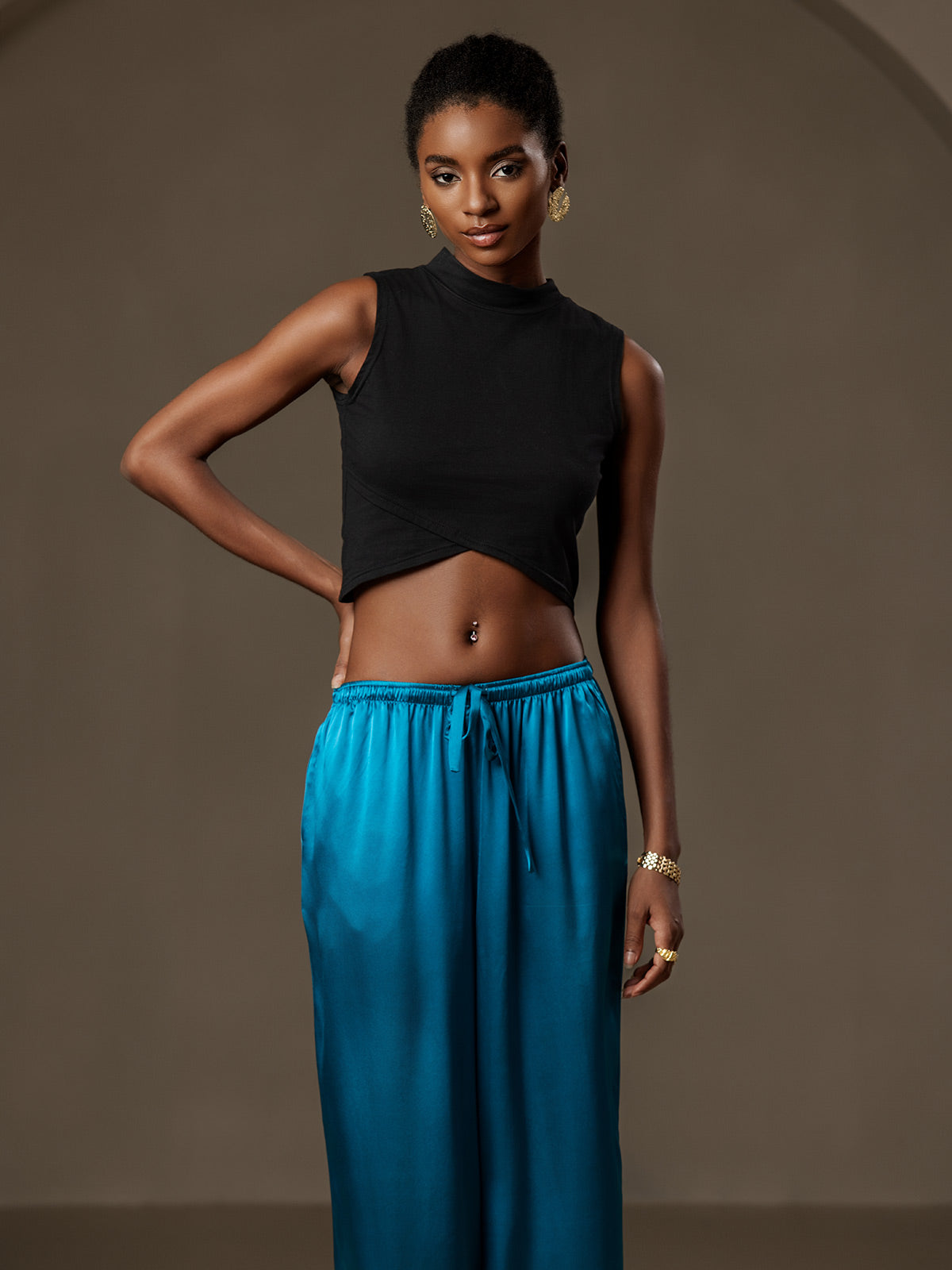 [المياه الخضراء] SilkSilky-SA Pure Silk Womens Pants 003