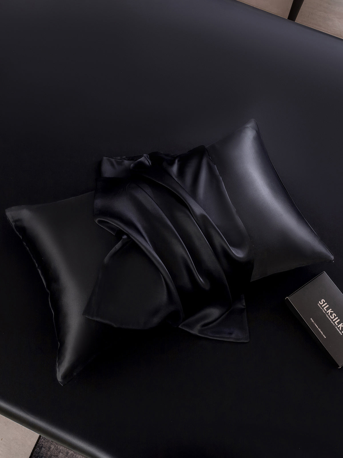 [أسود] SilkSilky-SA 19Momme الحرير الخالص Pillowcase 004