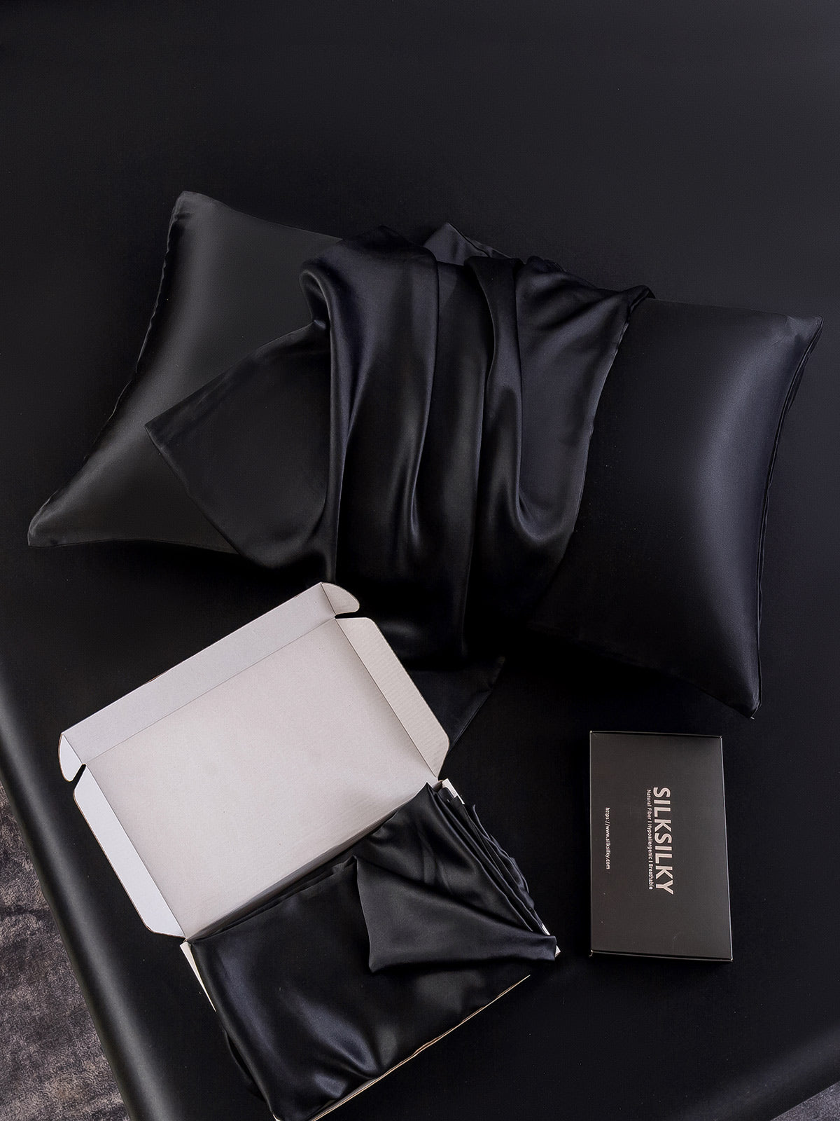 [أسود] SilkSilky-SA 19Momme الحرير الخالص Pillowcase 005