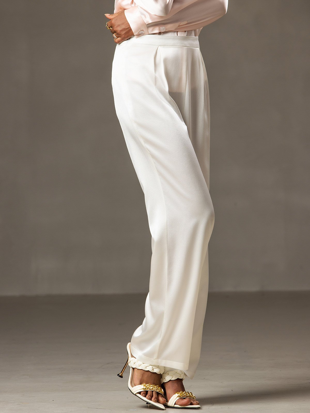 [أبيض] SilkSilky-SA 19Momme الحرير Womens Pants 005
