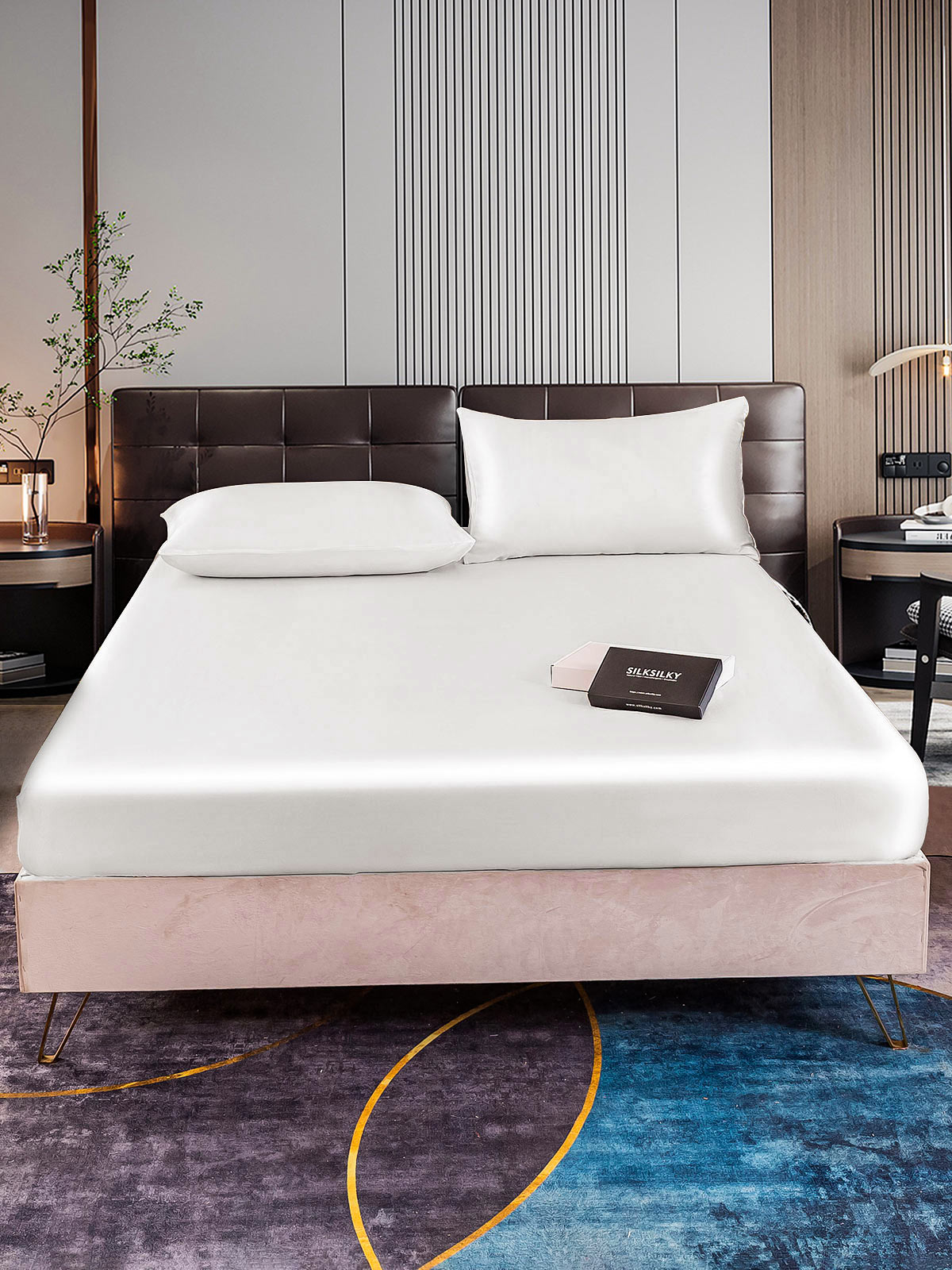 [أبيض] SilkSilky-SA 22Momme الحرير الخالص Bedding Set 001