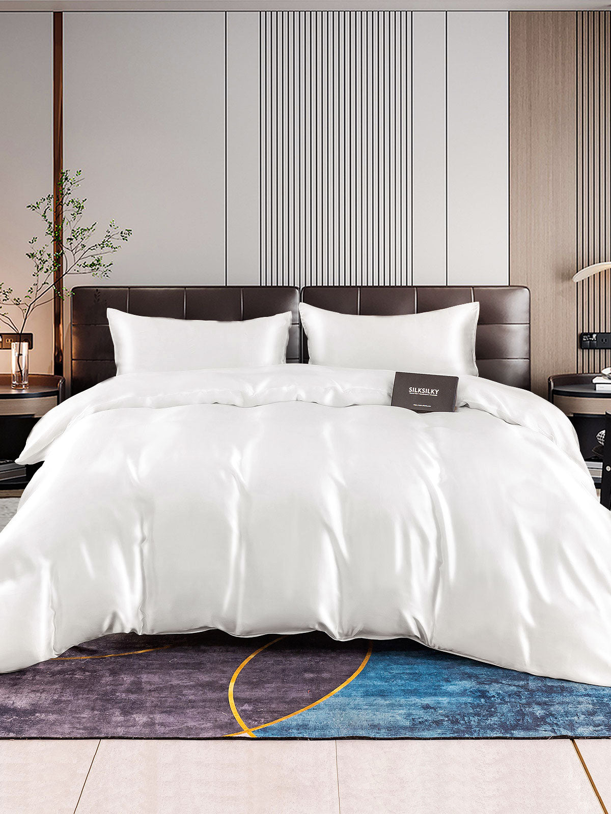 [أبيض] SilkSilky-SA 22Momme الحرير الخالص Bedding Set 001