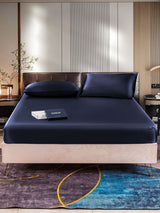 [أزرق غامق] SilkSilky-SA 22Momme الحرير الخالص Bedding Set 001