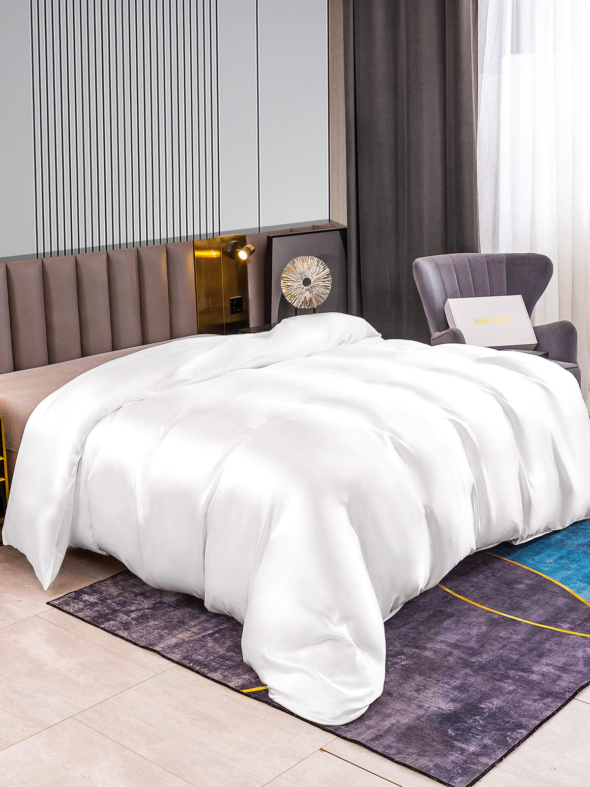 [أبيض] SilkSilky-SA 22Momme الحرير الخالص Duvet Cover 002