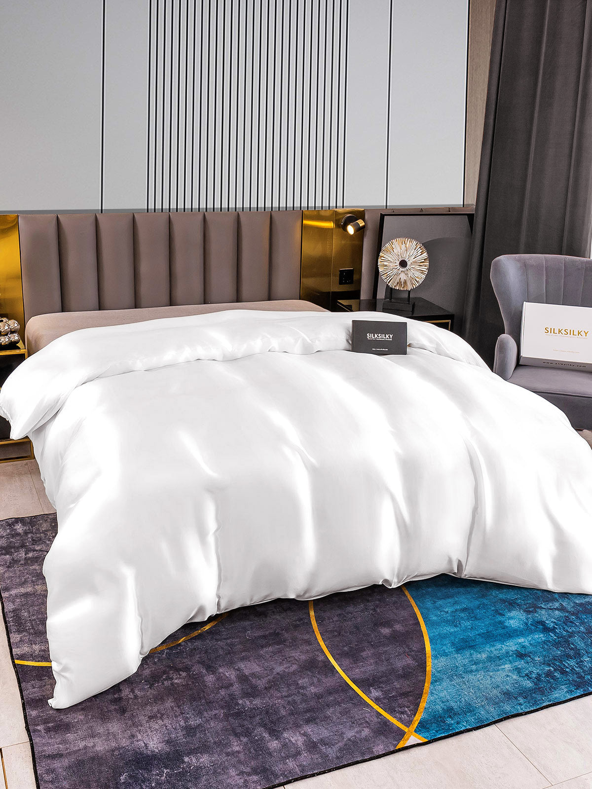 [أبيض] SilkSilky-SA 22Momme الحرير الخالص Duvet Cover 003