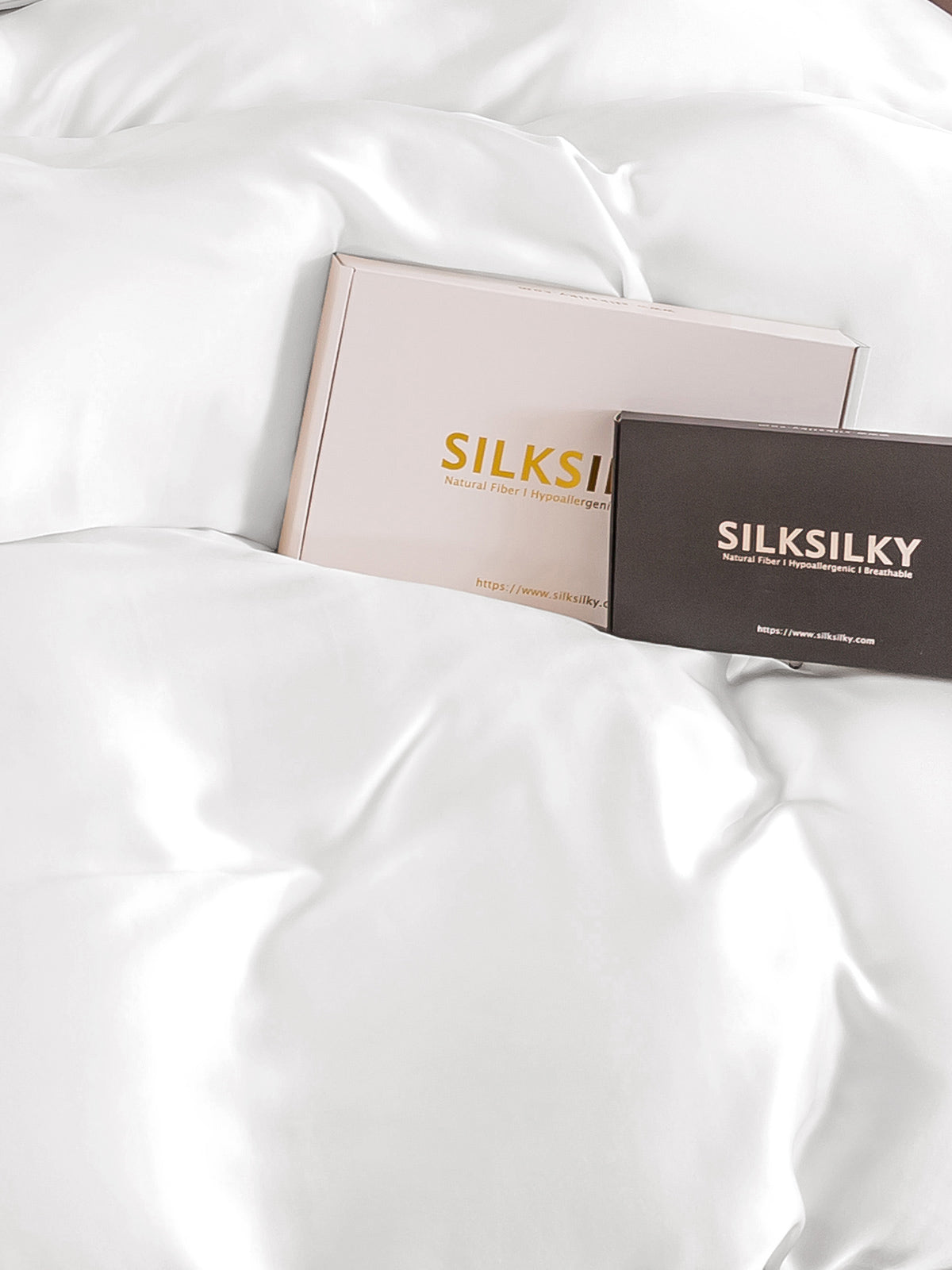 [أبيض] SilkSilky-SA 22Momme الحرير الخالص Duvet Cover 004