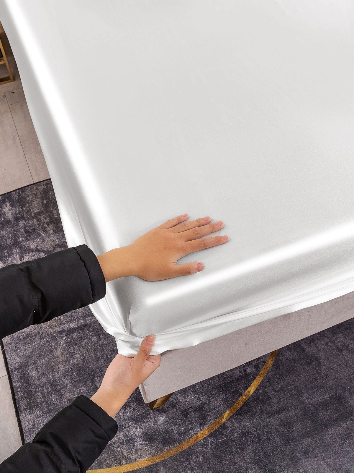 [أبيض] SilkSilky-SA 25Momme الحرير الخالص Sheet 004