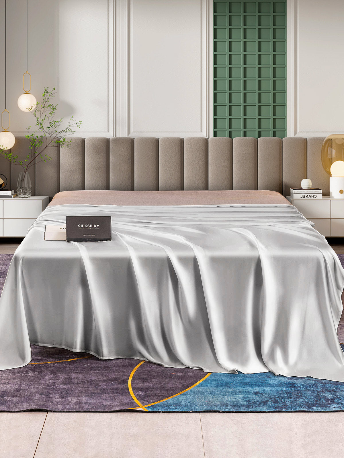 [فضة] SilkSilky-SA 25Momme الحرير الخالص Sheet 002