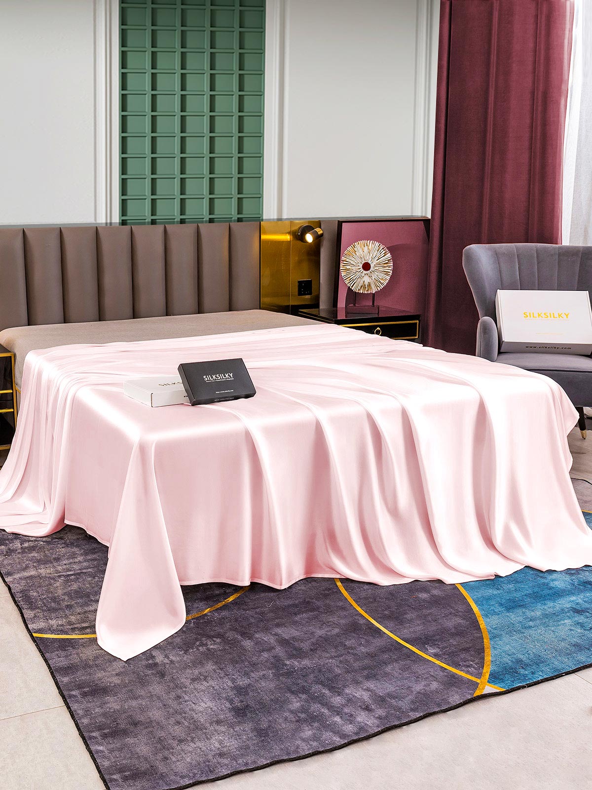 [لون القرنفل] SilkSilky-SA 25Momme الحرير الخالص Sheet 002