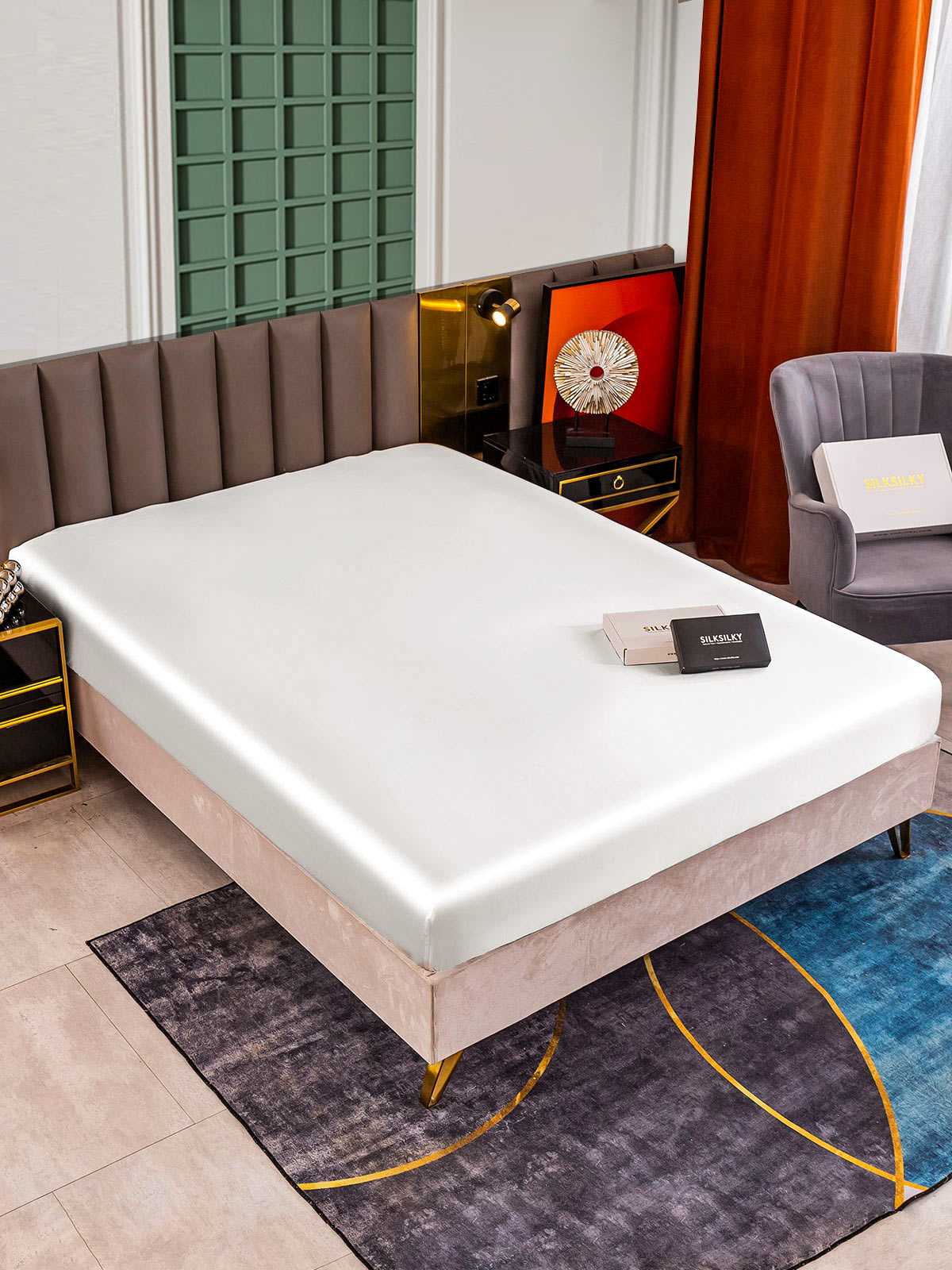 [أبيض] SilkSilky-SA 25Momme الحرير الخالص Sheet 001