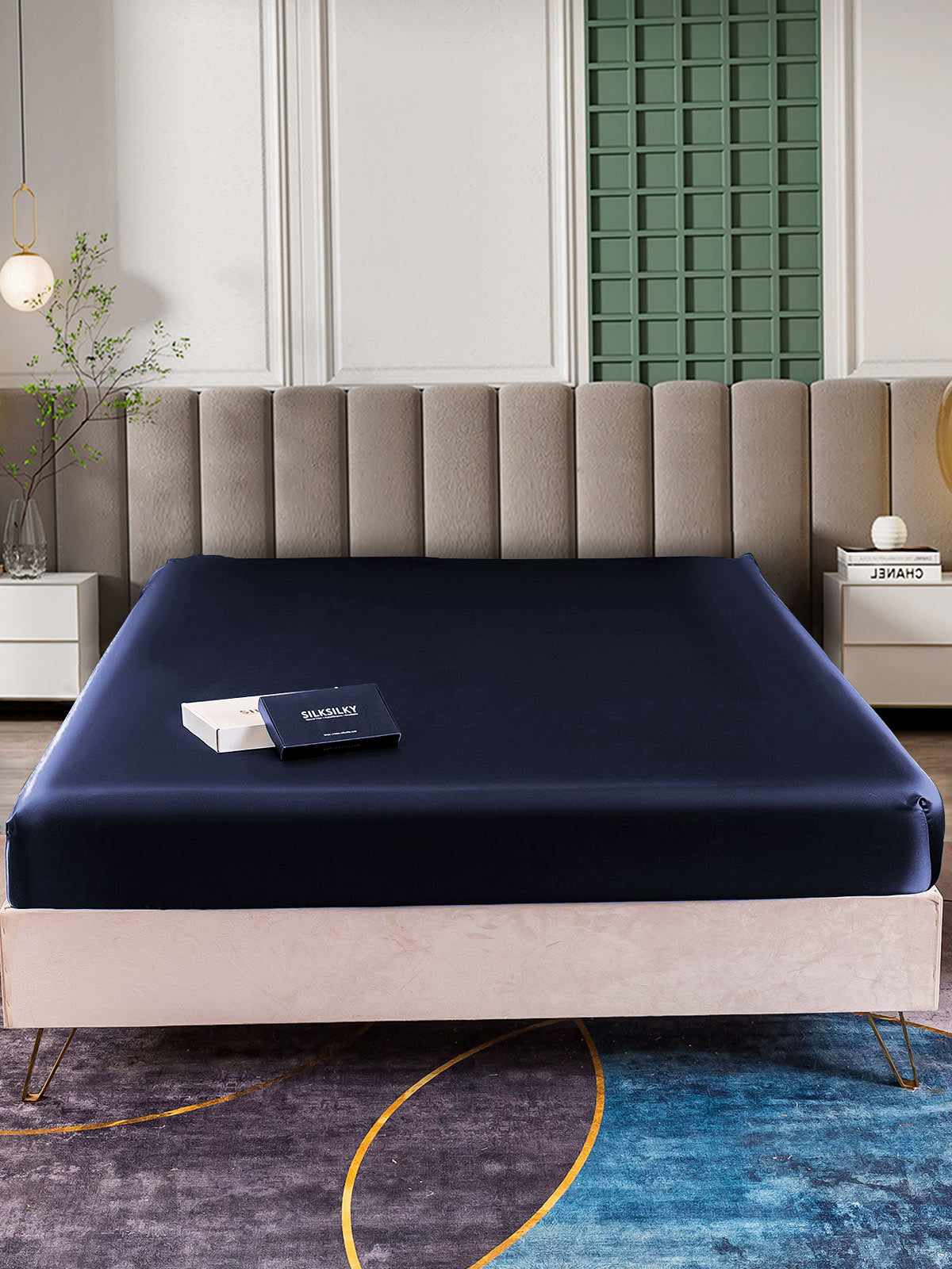 [أزرق غامق] SilkSilky-SA 25Momme الحرير الخالص Sheet 002