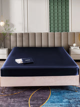 [أزرق غامق] SilkSilky-SA 25Momme غطاء السرير 002