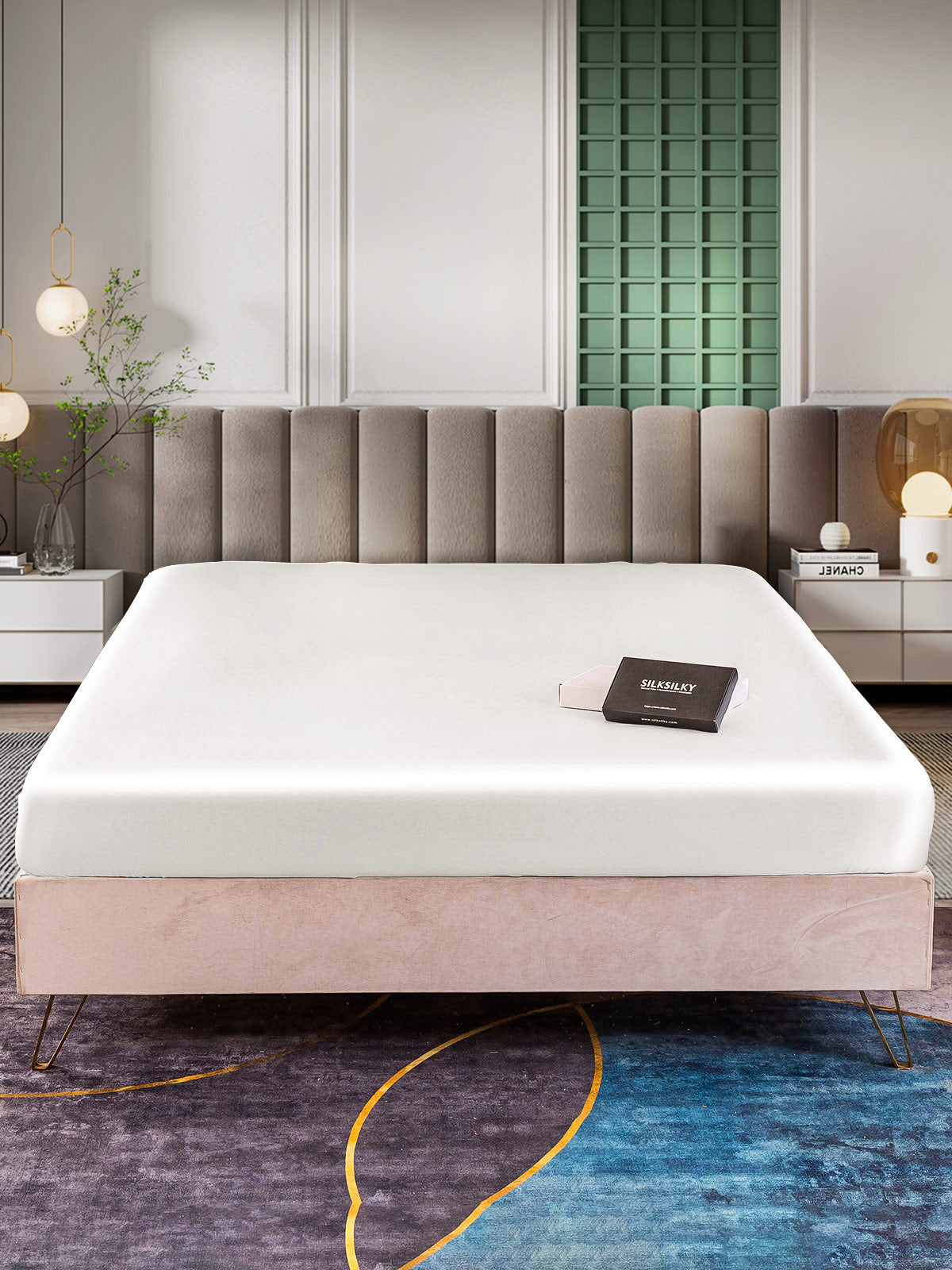 [أبيض] SilkSilky-SA 25Momme الحرير الخالص Sheet 002