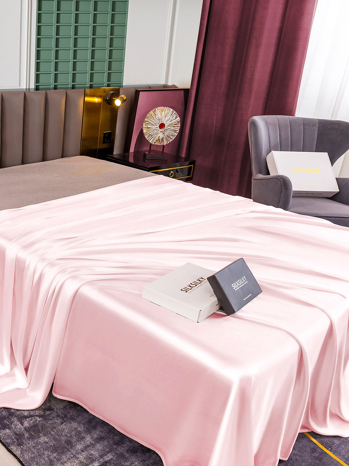 [لون القرنفل] SilkSilky-SA 25Momme الحرير الخالص Sheet 003