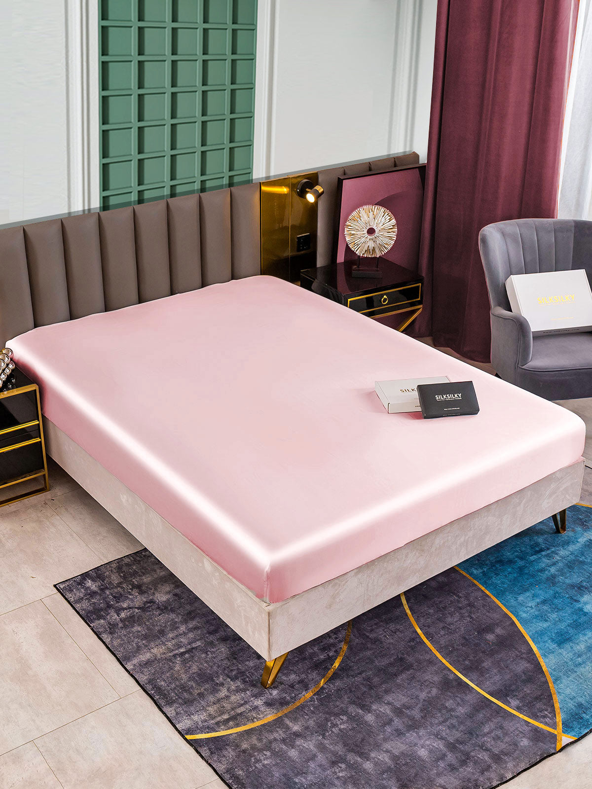 [لون القرنفل] SilkSilky-SA 25Momme الحرير الخالص Sheet 001