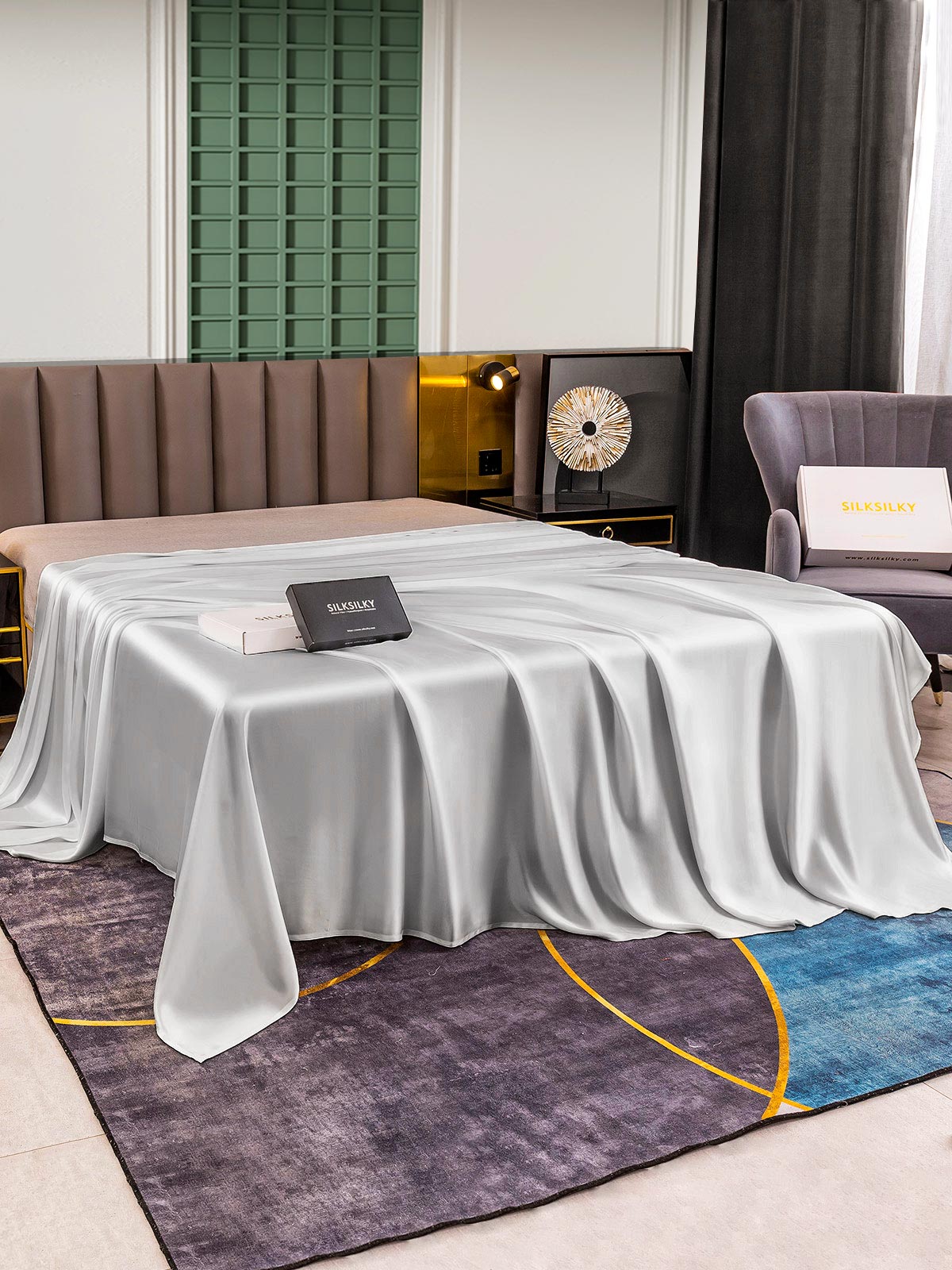 [فضة] SilkSilky-SA 25Momme الحرير الخالص Sheet 001