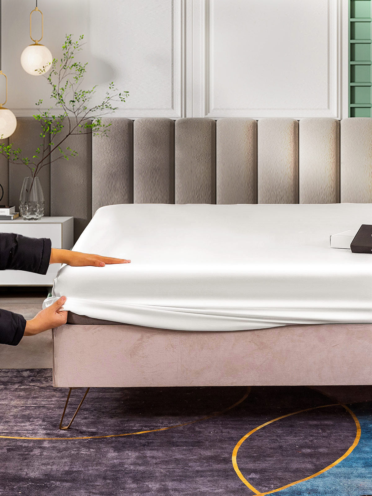 [أبيض] SilkSilky-SA 25Momme الحرير الخالص Sheet 003