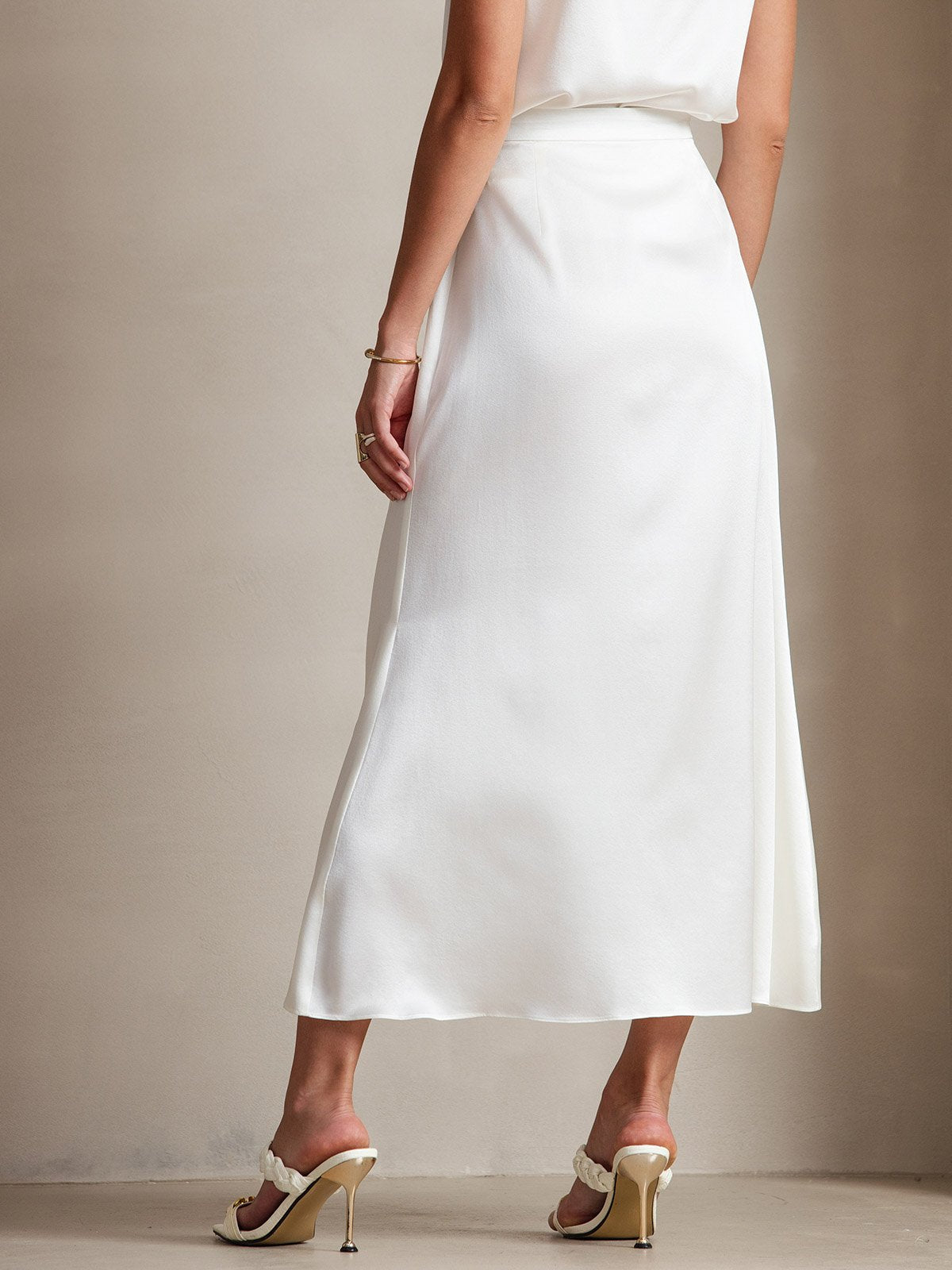 [أبيض] SilkSilky-SA 19Momme الحرير Skirt 002