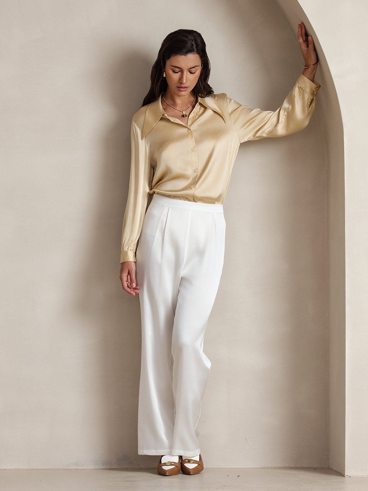 [أبيض] SilkSilky-SA 19Momme السراويل النسائية 008