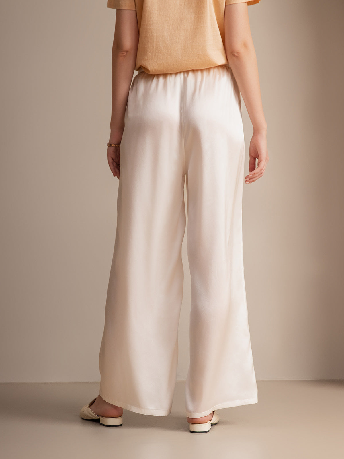 [أبيض] SilkSilky-SA Pure Silk Womens Pants 002