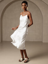 [أبيض] SilkSilky-SA Sleeveless Cowl Neck فساتين نسائية 003