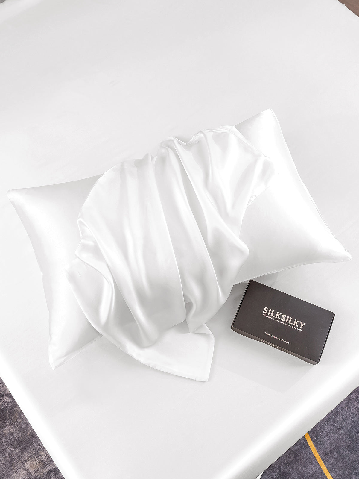 [أبيض] SilkSilky-SA 19Momme الحرير الخالص Pillowcase 005