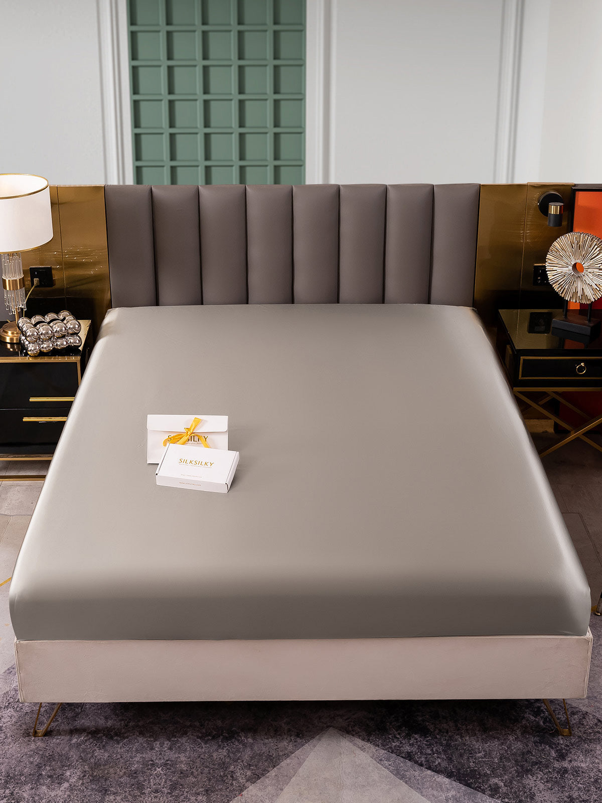 [رمادي] SilkSilky-SA 25Momme الحرير الخالص Sheet 002