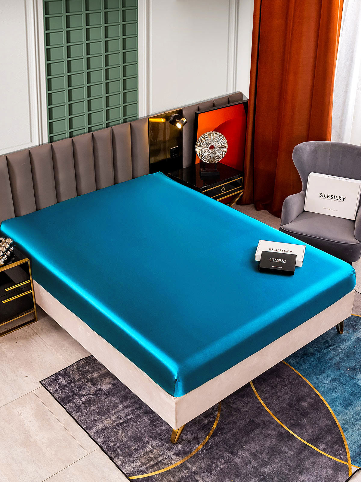 [المياه الخضراء] SilkSilky-SA 25Momme الحرير الخالص Sheet 001