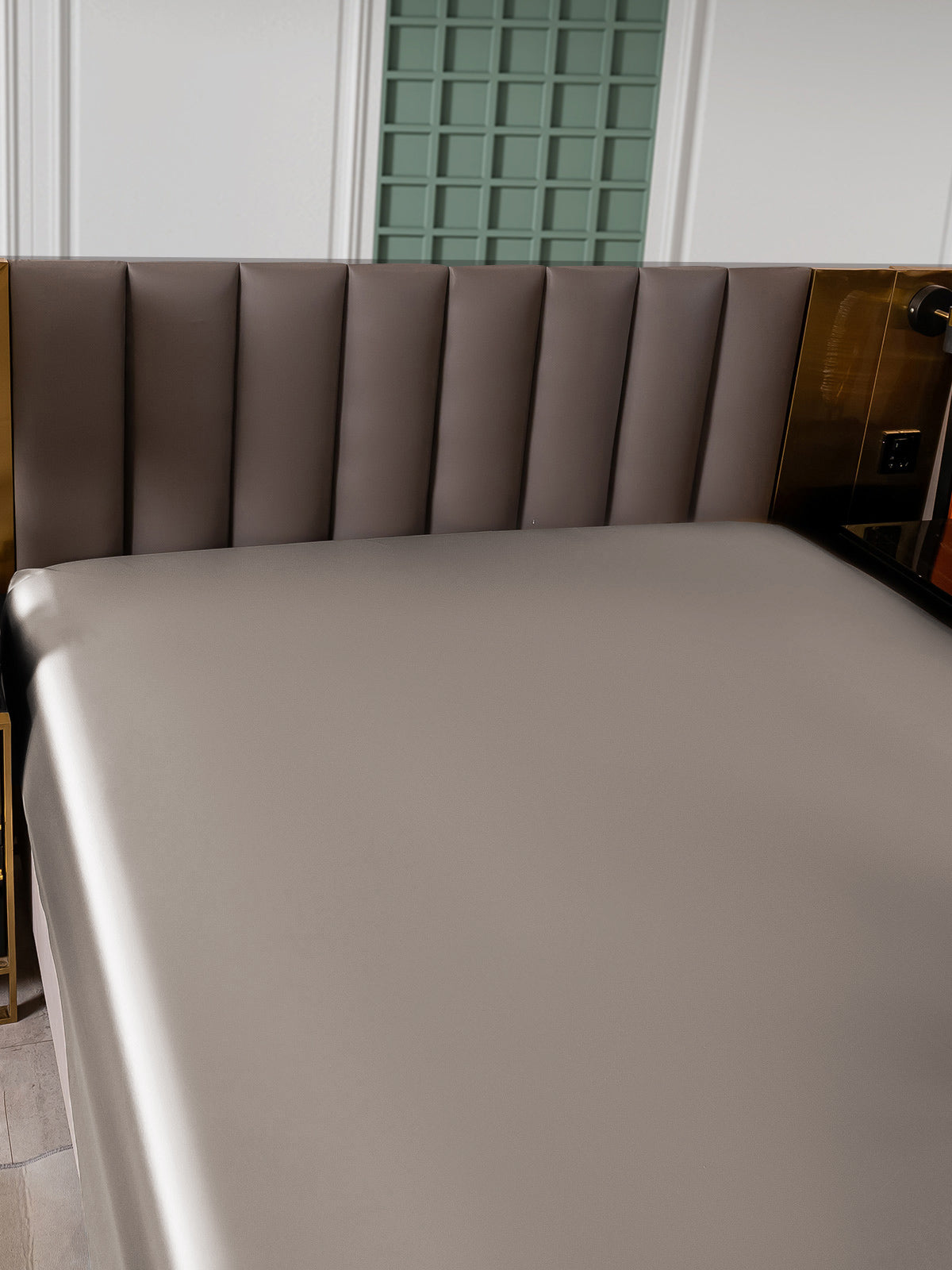 [رمادي] SilkSilky-SA 25Momme الحرير الخالص Sheet 004