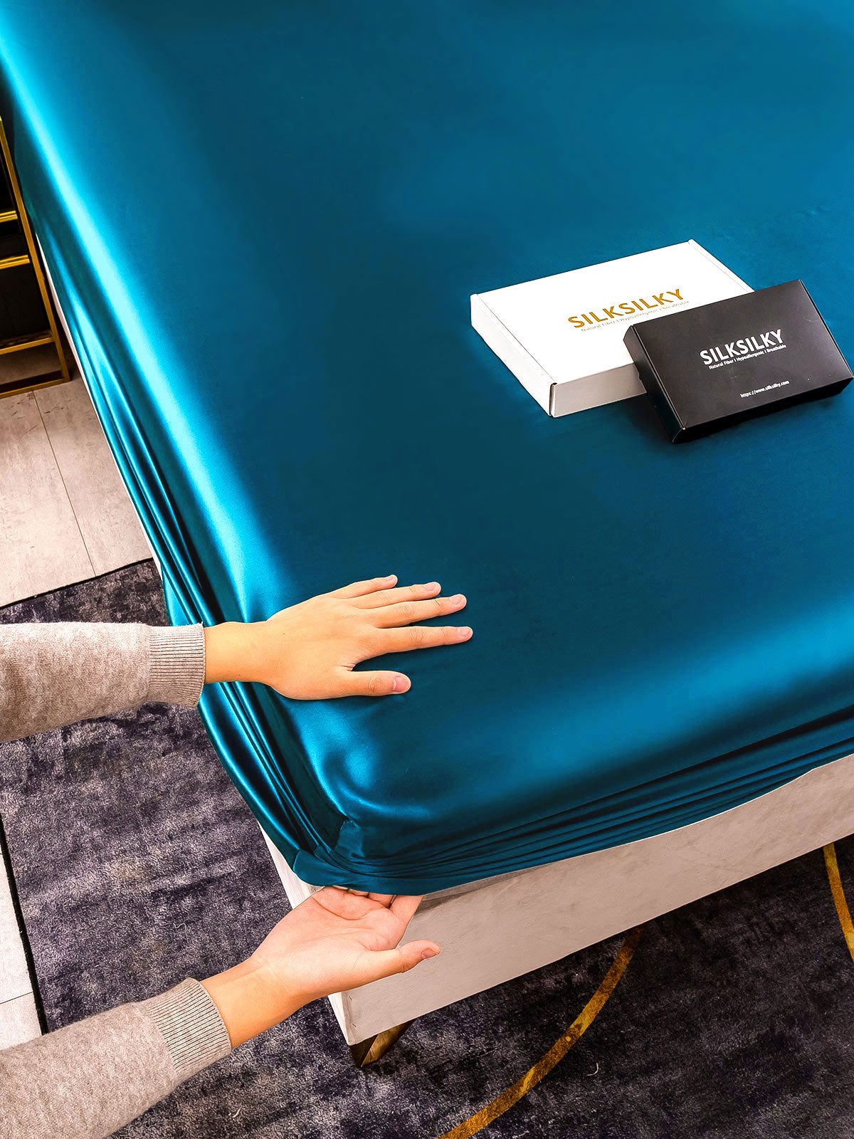 [المياه الخضراء] SilkSilky-SA 25Momme الحرير الخالص Sheet 004