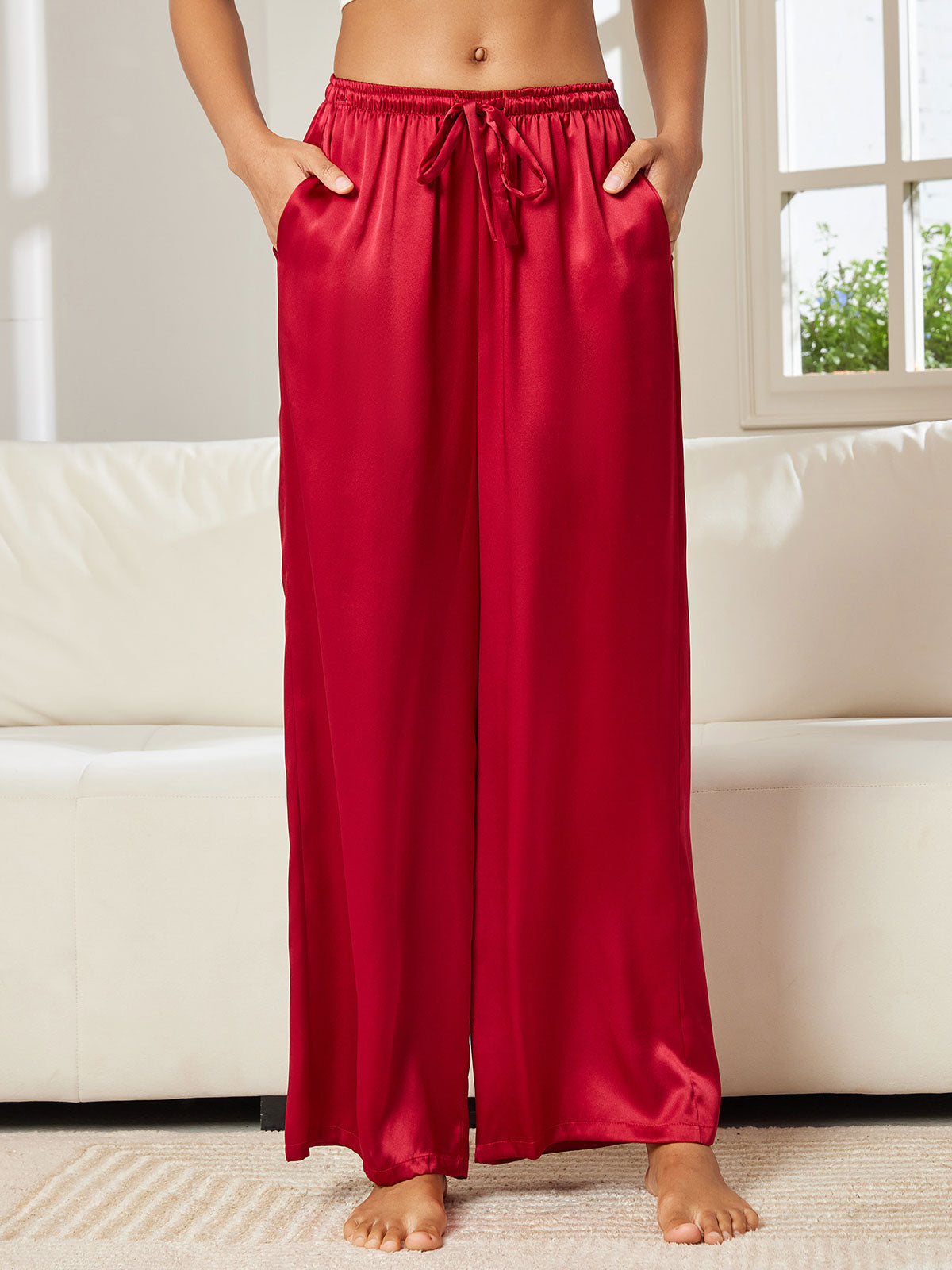[خمر] SilkSilky-SA الحرير الخالص Womens Pants 003