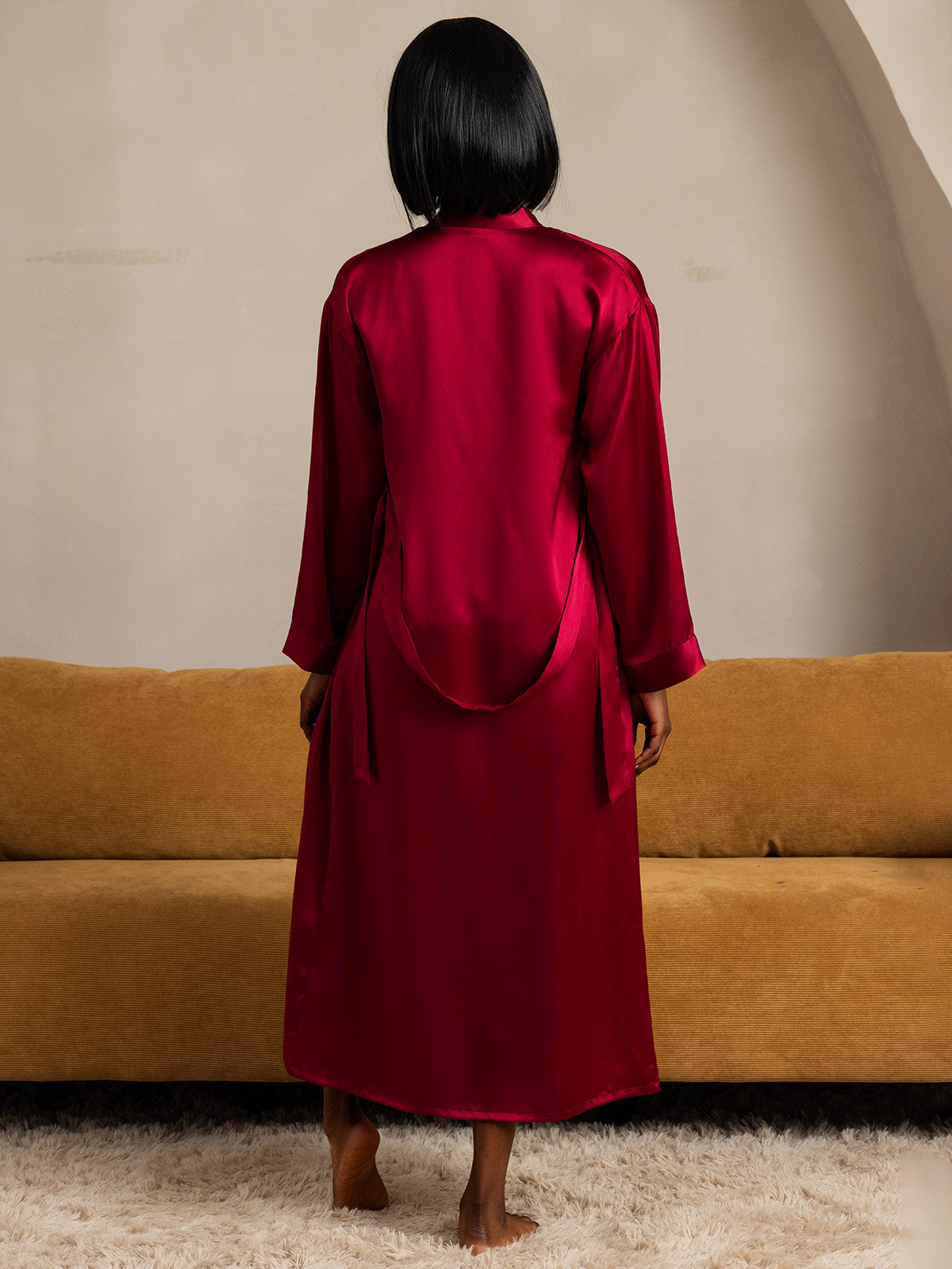 [خمر] SilkSilky-SA الحرير الخالص الأكمام الطويلة Womens Robe 002