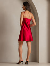 [خمر] SilkSilky-SA Sleeveless V Neck فساتين نسائية 002