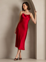 [خمر] SilkSilky-SA Sleeveless Cowl Neck فساتين نسائية 001