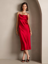 [خمر] SilkSilky-SA Sleeveless Cowl Neck فساتين نسائية 004