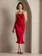 [خمر] SilkSilky-SA Sleeveless Cowl Neck فساتين نسائية 006