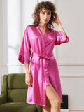 SilkSilky-SA-الحرير-الخالص-نصف-الأكمام-Womens-Robe-وردة-حمراء-005