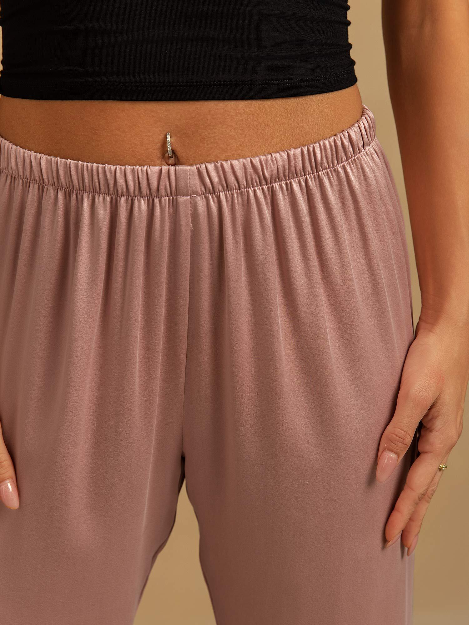 [بشرة الخوخ] SilkSilky-SA 19Momme الحرير Womens Sleep Bottoms 004,