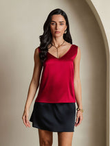 [خمر] SilkSilky-SA Sleeveless V Neck كامي 004