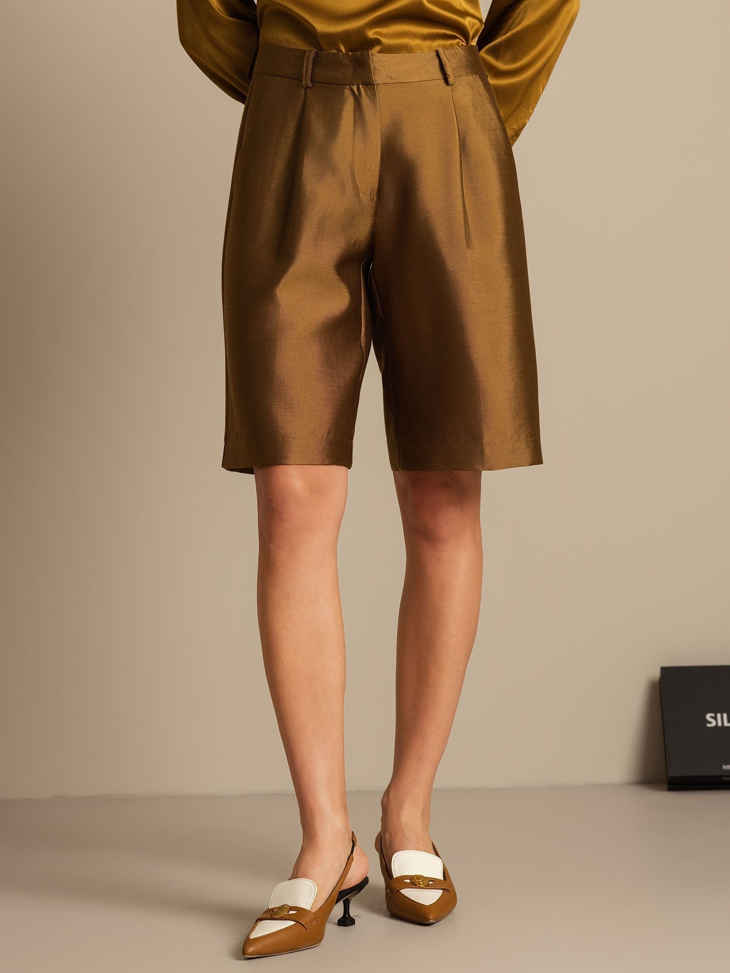 [برونزي] SilkSilky-SA 32Momme الحرير Womens Shorts 006,